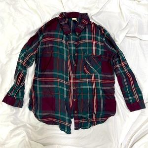 Faded Glory Size XL Womens Button down shirt Green Red